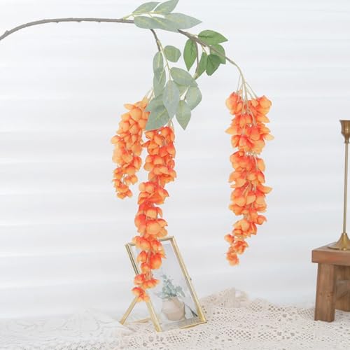 LIJUCAI Künstliche Glyzinien-Blumen, Schnur, Heimdekoration, hängende Wand, Seidengirlande, Hochzeit, gefälschter Blumengartenbogen, Party-Arrangement (Sonnenuntergangsrot) von LIJUCAI