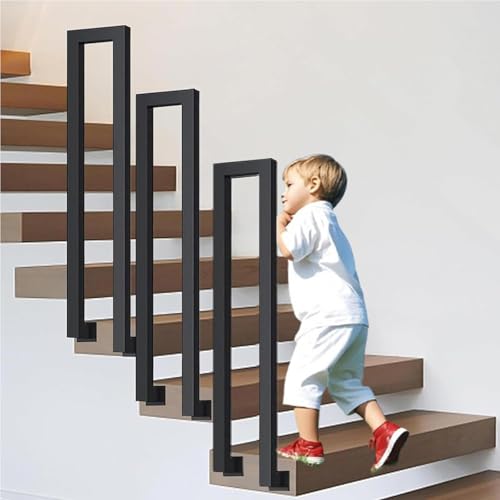 U-förmige Geländer Treppe, Treppengeländer Innen, Treppengeländer Außen, Handlauf Treppe U Form, Geländer Treppe Treppenhandlauf für Balkone Flure Wohnungen Villen (L-Schwarz, 100CM) von LIJYITF