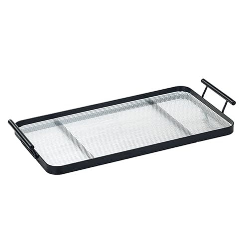 Acryl Tablett mit Griff, Durchscheinendes, Dekoratives Tablett, Belastbar Bis Ca. 15 Kg, Geeignet für Küchen- und Couchtische(Black,40x21.6cm/16x8in) von LIKANGLONGJU