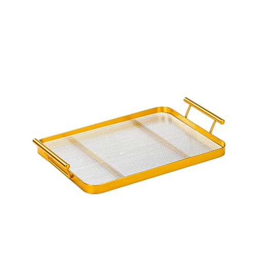 Acryl Tablett mit Griff, Durchscheinendes, Dekoratives Tablett, Belastbar Bis Ca. 15 Kg, Geeignet für Küchen- und Couchtische(Gold,30.5x21.6cm/12x8in) von LIKANGLONGJU