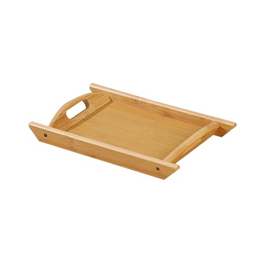 Bambusholz Tablett mit Griff, Rechteckig, Stapelbar, Leicht zu Reinigen, 2 cm Tief, Geeignet für Zuhause, Küche und Restaurant(Beige,29x19x3.5cm/11x7.5x1.4in) von LIKANGLONGJU