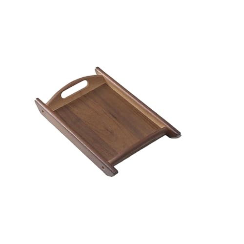 Bambusholz Tablett mit Griff, Rechteckig, Stapelbar, Leicht zu Reinigen, 2 cm Tief, Geeignet für Zuhause, Küche und Restaurant(Brown,36x25x3.5cm/14x10x1.4in) von LIKANGLONGJU