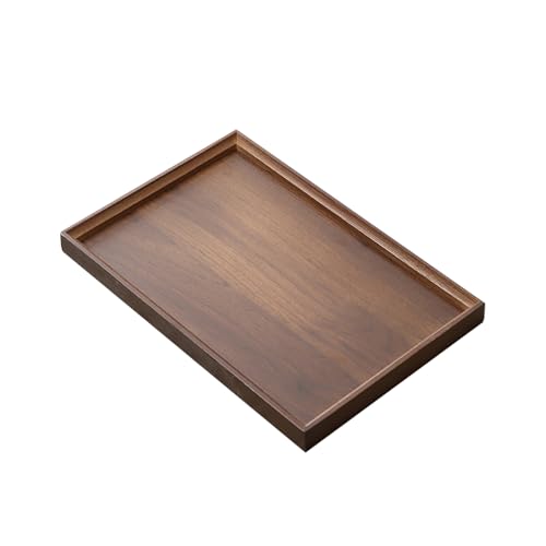 Braunes Bambusholz Tablett, Rechteckig Tray, Wasserfest, zur Präsentation und Aufbewahrung, Geeignet für Zuhause, Restaurant, Café, Bar(33x22x2.5cm/13x9x1in) von LIKANGLONGJU