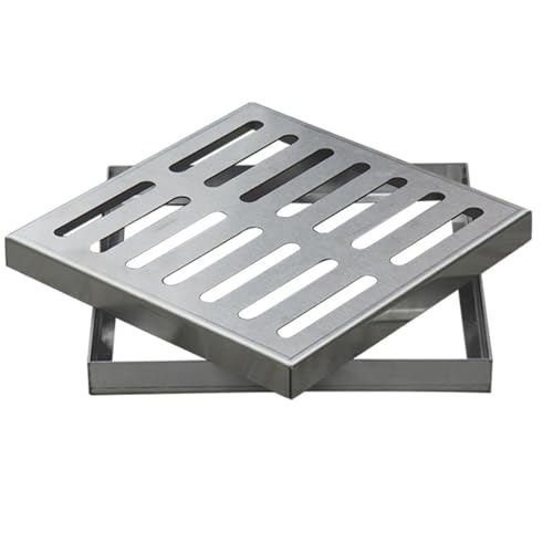 LIKANGLONGJU Gullideckel Edelstahl 304, Schachtabdeckung mit Rahmen, Rostfrei, Hält Schmutz Zurück und Sorgt für die Entwässerung(40x40cm/16x16in) von LIKANGLONGJU