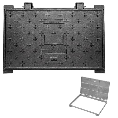 LIKANGLONGJU Quadratischer Schachtabdeckung mit Rahmen aus Gusseisen, Kellerschachtabdeckung, Geeignet für Einfahrten, Beton, Innenhöfe(40x60cm/16x24in) von LIKANGLONGJU