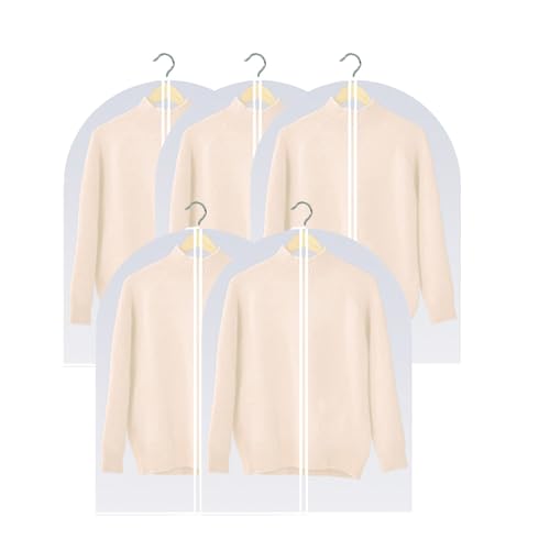 LIKANGLONGJU Transparente Kleidersäcke mit Reißverschluss, 5 Stück PEVA Kleiderschutzhülle zum Aufhängen von Anzügen, Kleidern(60x140cm/24x55in) von LIKANGLONGJU