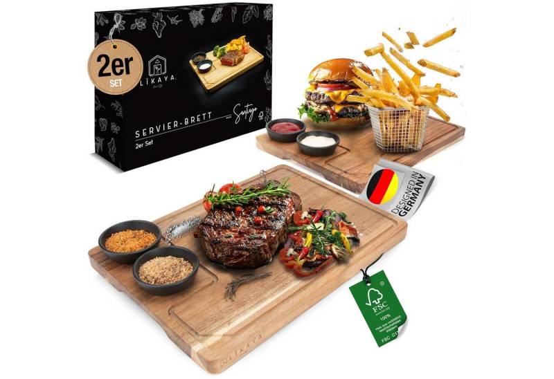 LIKAYA Kochbesteck-Set Servierbrett XXL Akazien-Holz 2er Set mit Saucen Schüsseln für Grill LIKAYA Kochbesteck-Set Servierbrett XXL Akazien-Holz 2er Set mit Saucen Schüsseln für Grill von LIKAYA