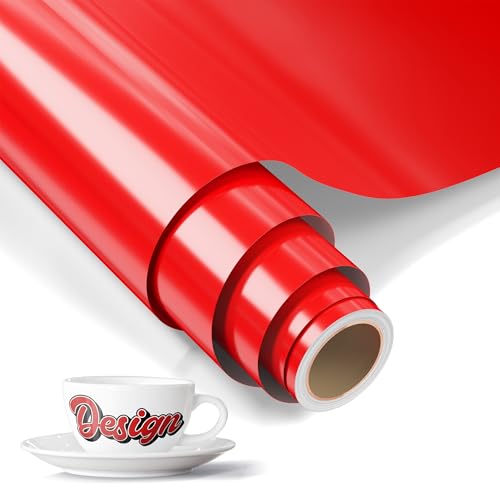 LIKCUT Vinylfolie Plotter Rot, 30,5cm x 183cm Selbstklebend Plotterfolie Vinyl für alle plottermaschine, Permanente Vinyl für Bastelprojekte, Schilder, Scrapbooking von LIKCUT