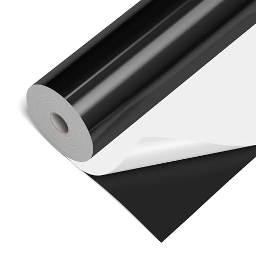 LIKCUT Vinylfolie Plotter Schwarz, 30,5cm x 1524cm Selbstklebend Plotterfolie Vinyl für alle plottermaschine, Permanente Vinyl für Bastelprojekte, Schilder, Scrapbooking von LIKCUT