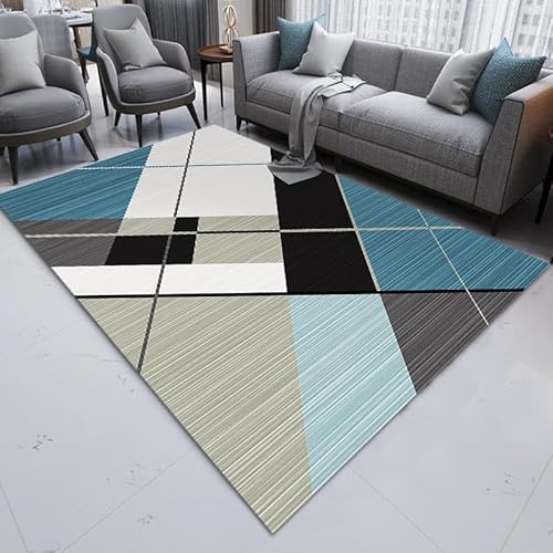 LIKE IT MORE Modern Teppich für Wohnzimmer, Schlafzimmer, Küche und Flur - Waschbarer Rutschfester Teppichläufer – Rug Carpet Living Room (Erde Hellblau, 160 x 230 cm) von LIKE IT MORE