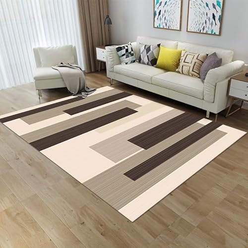 LIKE IT MORE Modern Teppich für Wohnzimmer, Schlafzimmer, Küche und Flur - Waschbarer Rutschfester Teppichläufer – Rug Carpet Living Room (Jupiter Braun, 120 x 160 cm) von LIKE IT MORE