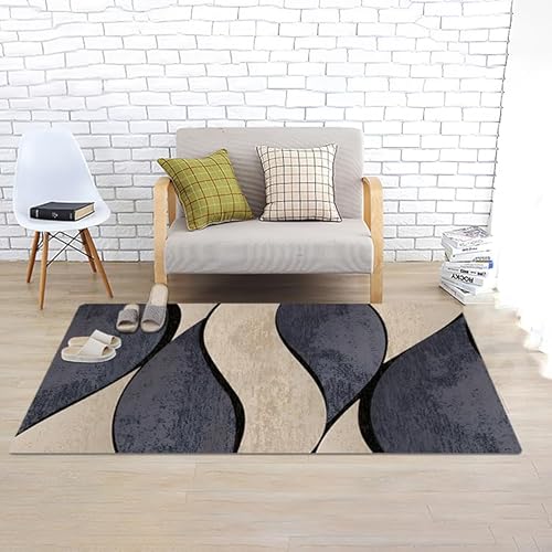LIKE IT MORE Modern Teppich für Wohnzimmer, Schlafzimmer, Küche und Flur - Waschbarer Rutschfester Teppichläufer – Rug Carpet Living Room (Merkur Beige, 140 x 200 cm) von LIKE IT MORE