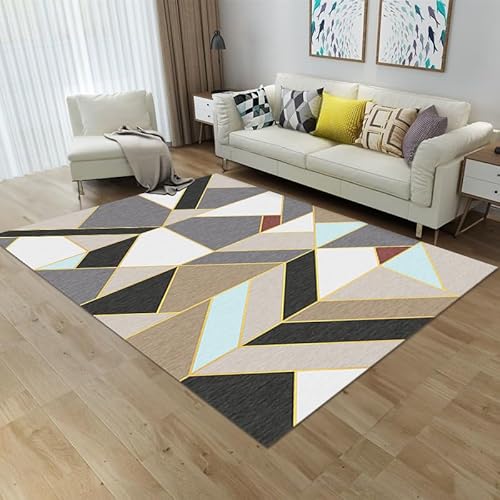 LIKE IT MORE Modern Teppich für Wohnzimmer, Schlafzimmer, Küche und Flur - Waschbarer Rutschfester Teppichläufer – Rug Carpet Living Room (Merkur Braun, 120 x 160 cm) von LIKE IT MORE