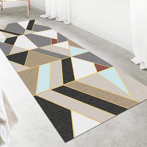 LIKE IT MORE Modern Teppich für Wohnzimmer, Schlafzimmer, Küche und Flur - Waschbarer Rutschfester Teppichläufer – Rug Carpet Living Room (Merkur Braun, 80 x 200 cm) von LIKE IT MORE