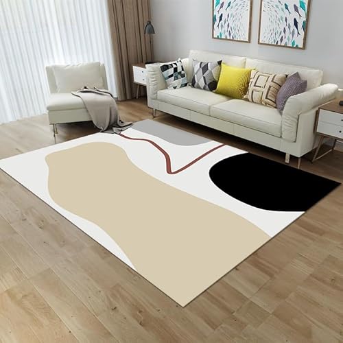 LIKE IT MORE Modern Teppich für Wohnzimmer, Schlafzimmer, Küche und Flur - Waschbarer Rutschfester Teppichläufer – Rug Carpet Living Room (Mond Beige, 120 x 160 cm) von LIKE IT MORE