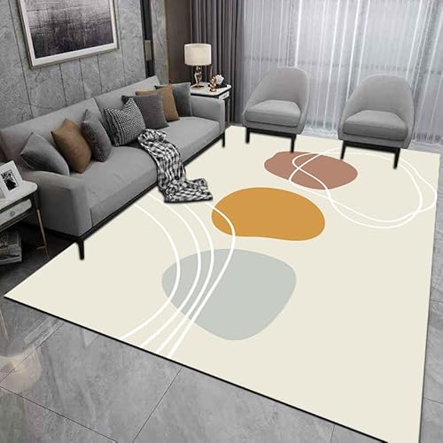 LIKE IT MORE Modern Teppich für Wohnzimmer, Schlafzimmer, Küche und Flur - Waschbarer Rutschfester Teppichläufer – Rug Carpet Living Room (Mond Dunkelgelb, 160 x 230 cm) von LIKE IT MORE