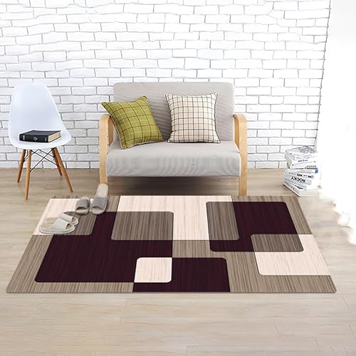 LIKE IT MORE Modern Teppich für Wohnzimmer, Schlafzimmer, Küche und Flur - Waschbarer Rutschfester Teppichläufer – Rug Carpet Living Room (Venus Dunkelbraun, 140 x 200 cm) von LIKE IT MORE