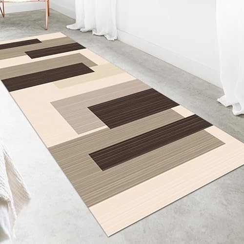 LIKE IT MORE Modern Teppich für Wohnzimmer, Schlafzimmer, Küche und Flur - Waschbarer Rutschfester Teppichläufer – Rug Carpet Living Room (Jupiter Braun, 80 x 200 cm) von LIKE IT MORE