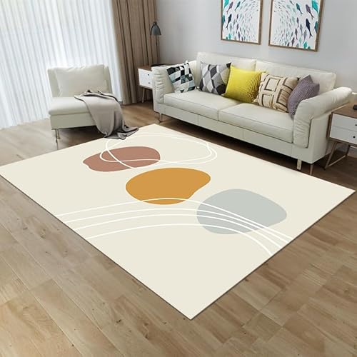 LIKE IT MORE Modern Teppich für Wohnzimmer, Schlafzimmer, Küche und Flur - Waschbarer Rutschfester Teppichläufer – Rug Carpet Living Room (Mond Dunkelgelb, 120 x 160 cm) von LIKE IT MORE