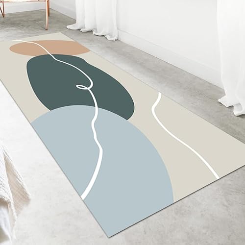 LIKE IT MORE Modern Teppich für Wohnzimmer, Schlafzimmer, Küche und Flur - Waschbarer Rutschfester Teppichläufer – Rug Carpet Living Room (Mond Dunkelgrün, 80 x 200 cm) von LIKE IT MORE