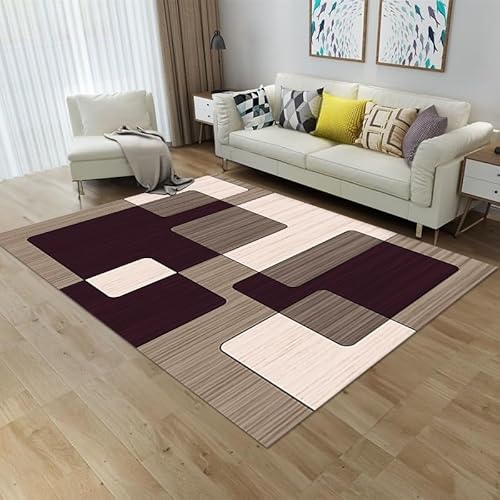 LIKE IT MORE Modern Teppich für Wohnzimmer, Schlafzimmer, Küche und Flur - Waschbarer Rutschfester Teppichläufer – Rug Carpet Living Room (Venus Dunkelbraun, 120 x 160 cm) von LIKE IT MORE