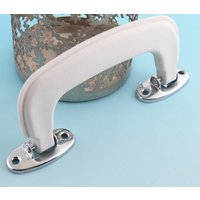 Kunststoff Henkel 5" Weiß & Silber Box Koffergriff Gewölbter Hardware Lederwaren Handwerk von LIKEBAGS