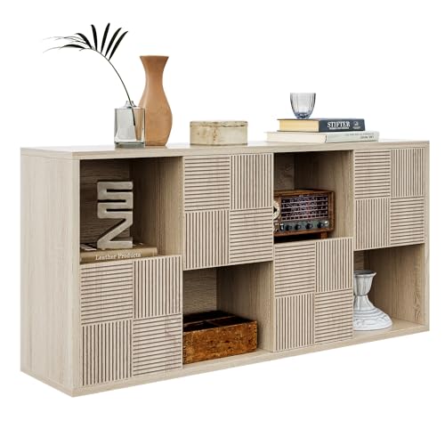 LIKEMET Aufbewahrungs-Organizer aus Holz mit 8 Würfeln und 4 Türen, robuster Vitrine mit geschlossener Rückwand für Wohnen, einfache Montage von LIKEMET