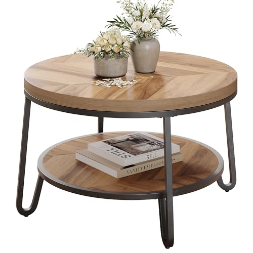 LIKEMET Runder Couchtisch, 81,3 cm, runder Couchtisch für Wohnzimmer mit 2-stöckigen Ablagen, Design-Akzent-Mitteltisch mit Holzmaserung, einfach zu montieren LIKEMET Runder Couchtisch, 81,3 cm, runder Couchtisch für Wohnzimmer mit 2-stöckigen Ablagen, Design-Akzent-Mitteltisch mit Holzmaserung, einfach zu montieren von LIKEMET