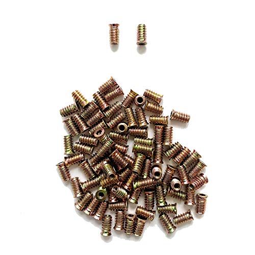 LIKERAINY 150 Stück Gewindebuchse Einschrauben mit Abdeckrand M6x20mm Gewindemutter Eisen Verzinkt Einschlagmutter Innensechskant Gewinde-Einsatz Holzmuttern Gewinde-Muffen Schrauben von LIKERAINY