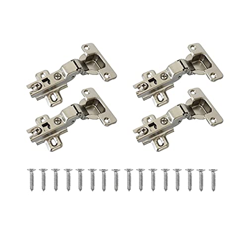 LIKERAINY 95 Grad Mittelanschlag Scharnier 35mm mit Aufschiebetechnik für Möbel Küchenschrank Kleiderschrank Schranktür Automatikscharnier ohne Dämpfer Halb Vorliegend Scharniere 4 Stück von LIKERAINY
