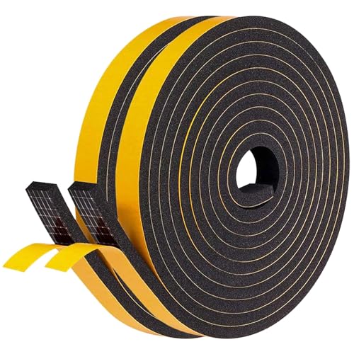 LIKERAINY Fensterdichtung Dichtungsband 13x6,5mm für Türen Fenster Schaumstoffstreifen Türdichtung Gummidichtung Schaumstoff Dichtungsstreifen Schaumdichtung Schwarz 2 Rollen 8 Meter von LIKERAINY