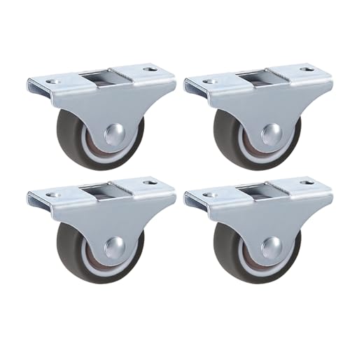 LIKERAINY Kleine Geräuscharme Räder TPR-Gummiräder Möbelrollen Ø 50 x 18 mm ohne Bremse mit Befestigungsplatte für Möbel und Kabinett Lenkrolle Tragkraft 100kg 4 Stück von LIKERAINY
