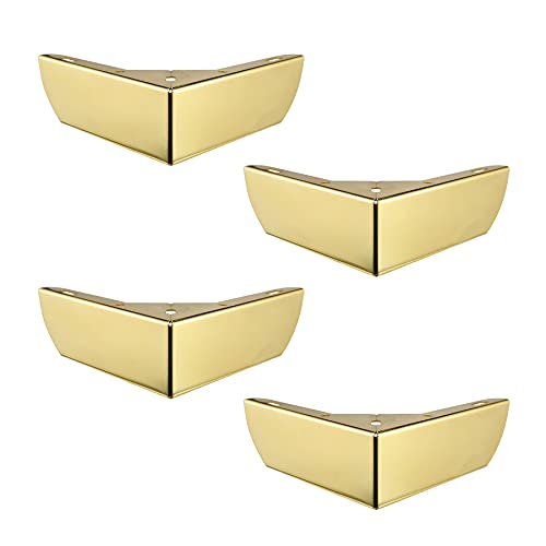 LIKERAINY Metall Beine Tischbeine Möbelfüße 50mm für Schränke Möbel Küche Füße Arbeitsplatte Schreibtisch Frühstück Sofa Bar Schreibtischfüße Golden 4er Set von LIKERAINY