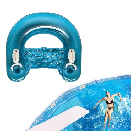 Aufblasbarer Pool-Sitz mit Schwimm-Lounger, Cup Halter für Erwachsene in Blau - für Poolpartys und Strandtage von LIKEUDO