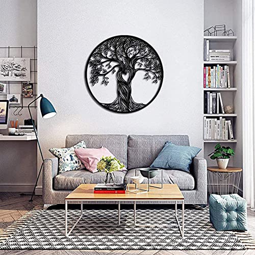 LIKEUDO 50 cm Tree of Life Schwarz Metall Baum Des Lebens Deko Wohnzimmer Wanddeko Wandkunst Schlafzimmer Wikinger Lebensbaum von LIKEUDO