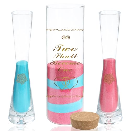 LIKEYO Unity Sand für Hochzeitszeremonie-Set – 3-teiliges Hochzeitssandzeremonie-Set mit einer Korkflasche und zwei Vasen, Einheits-Ritual-Ideen, Verlobungs-Set für frisch verheiratete Paare von LIKEYO