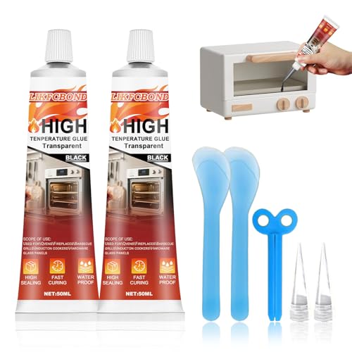 LIKFCBOND Hochtemperaturkleber, 100ml Hochtemperaturversiegelung, Schwarzes Hochtemperatur Silikon für Kamine, Öfen, Backöfen, Hitzeschutzschilder, 2 Stück, 50ML LIKFCBOND Hochtemperaturkleber, 100ml Hochtemperaturversiegelung, Schwarzes Hochtemperatur Silikon für Kamine, Öfen, Backöfen, Hitzeschutzschilder, 2 Stück, 50ML von LIKFCBOND