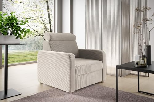 LIKMA Beige Cord Sessel MAKO mit Verstellbarer Kopfstütze TV Relaxsessel Wohnzimmer 91x103x88 cm Fernsehsessel Ergonomisch Loungesessel Moderner Ruhesessel LIKMA Beige Cord Sessel MAKO mit Verstellbarer Kopfstütze TV Relaxsessel Wohnzimmer 91x103x88 cm Fernsehsessel Ergonomisch Loungesessel Moderner Ruhesessel von LIKMA