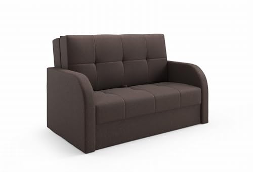 LIKMA Braun 3-Sitzer Sofa mit Schlaffunktion Togo 155x90x100 cm Schlafcouch mit Stauraum - Easy Clean Moderne Wohnzimmer Couch - Sofa mit Bettfunktion - Schlafsofa Stoff: Inari 28 von LIKMA