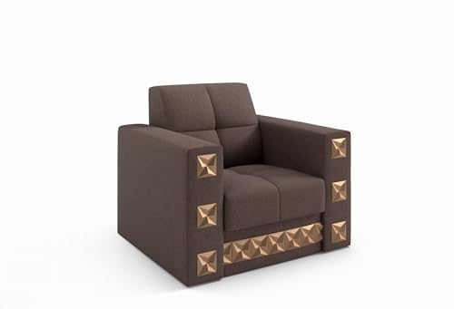 LIKMA Braun Polstersessel Manila 86x85x85 cm mit Armlehnen Wohnzimmersessel mit Wellenfedern Hochflexibler Schaumstoff Loungesessel Zusammengebaut Bequemer Relaxsessel Stoff Inari von LIKMA