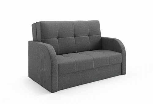 LIKMA Dunkelgrau 3-Sitzer Sofa mit Schlaffunktion Togo 155x90x100 cm Schlafcouch mit Stauraum - Easy Clean Moderne Wohnzimmer Couch - Sofa mit Bettfunktion - Schlafsofa Stoff: Inari 96 von LIKMA