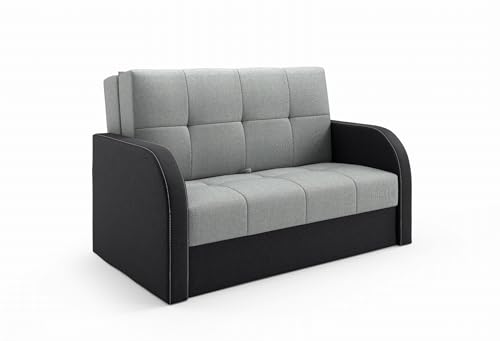 LIKMA Grau/Schwarz 3-Sitzer Sofa mit Schlaffunktion Togo 155x90x100 cm Schlafcouch mit Stauraum - Easy Clean Moderne Wohnzimmer Couch - Sofa mit Bettfunktion - Schlafsofa Stoff: Inari 91+100 von LIKMA