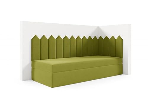 LIKMA Kinderbett 100x160 cm Grün Bett mit Bettkasten Jugendbett Polsterbett Kopfteil Velvet Stoff LIKMA Kinderbett 100x160 cm Grün Bett mit Bettkasten Jugendbett Polsterbett Kopfteil Velvet Stoff von LIKMA
