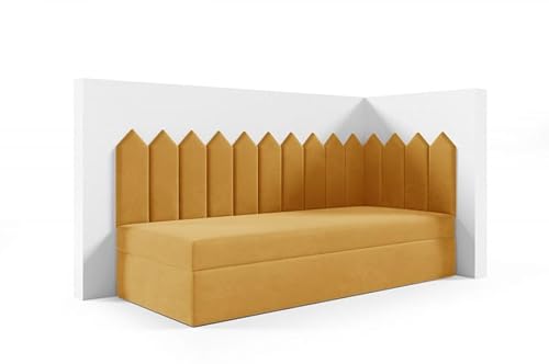 LIKMA Kinderbett 80x180 cm Senf Bett mit Bettkasten Jugendbett Polsterbett Kopfteil Velvet Stoff LIKMA Kinderbett 80x180 cm Senf Bett mit Bettkasten Jugendbett Polsterbett Kopfteil Velvet Stoff von LIKMA