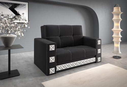 LIKMA Manila 2-Sitzer 141 cm Schlafsofa Schwarz, Schlafcouch mit Bettkasten – bodenschonender Klappautomat ohne Rollen, HR-Schaum, Gästebett, Liegefläche 110 × 188 cm LIKMA Manila 2-Sitzer 141 cm Schlafsofa Schwarz, Schlafcouch mit Bettkasten – bodenschonender Klappautomat ohne Rollen, HR-Schaum, Gästebett, Liegefläche 110 × 188 cm von LIKMA
