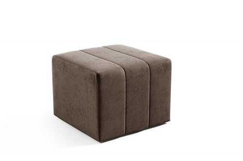 LIKMA Pouf, Hocker Braun 46x35x46 cm, 3D-Effekt Velvet Sitzhocker, Fußhocker, Pouf Hocker, Polsterhocker, Moderne Sitzbank, Garderobenbank, Ottoman Stoff: Jasmine 28 von LIKMA