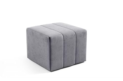 LIKMA Pouf, Hocker Dunkelgrau 46x35x46 cm, 3D-Effekt Velvet Sitzhocker, Fußhocker, Pouf Hocker, Polsterhocker, Moderne Sitzbank, Garderobenbank, Ottoman Stoff: Jasmine 96 von LIKMA