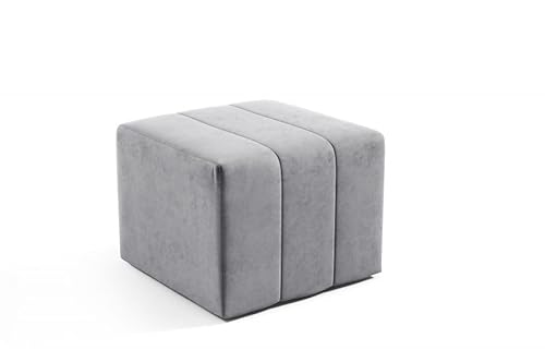 LIKMA Pouf, Hocker Grau 46x35x46 cm, 3D-Effekt Velvet Sitzhocker, Fußhocker, Pouf Hocker, Polsterhocker, Moderne Sitzbank, Garderobenbank, Ottoman Stoff: Jasmine 90 von LIKMA