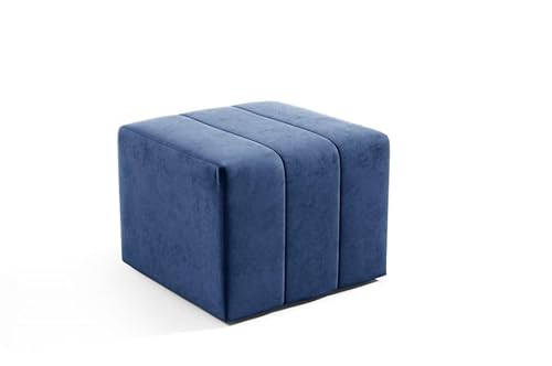 LIKMA Pouf, Hocker Marineblau 46x35x46 cm, 3D-Effekt Velvet Sitzhocker, Fußhocker, Pouf Hocker, Polsterhocker, Moderne Sitzbank, Garderobenbank, Ottoman Stoff: Trinity 242 von LIKMA