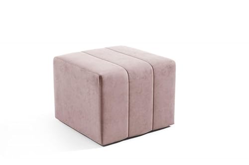 LIKMA Pouf, Hocker Schmutziges Rosa 46x35x46 cm, 3D-Effekt Velvet Sitzhocker, Fußhocker, Pouf Hocker, Polsterhocker, Moderne Sitzbank, Garderobenbank, Ottoman Stoff: Jasmine 61 von LIKMA